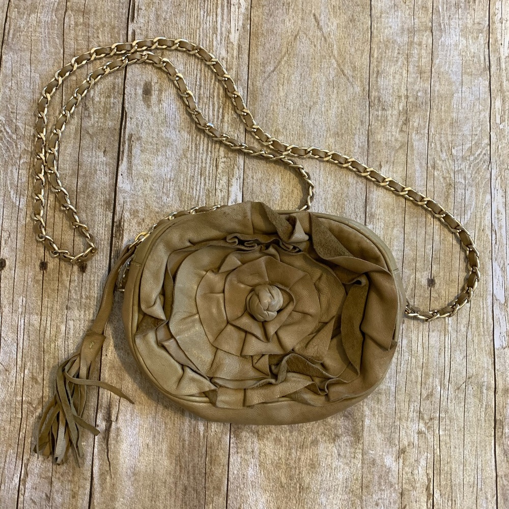 Mustard green leather Nordstrom Crossbody purse